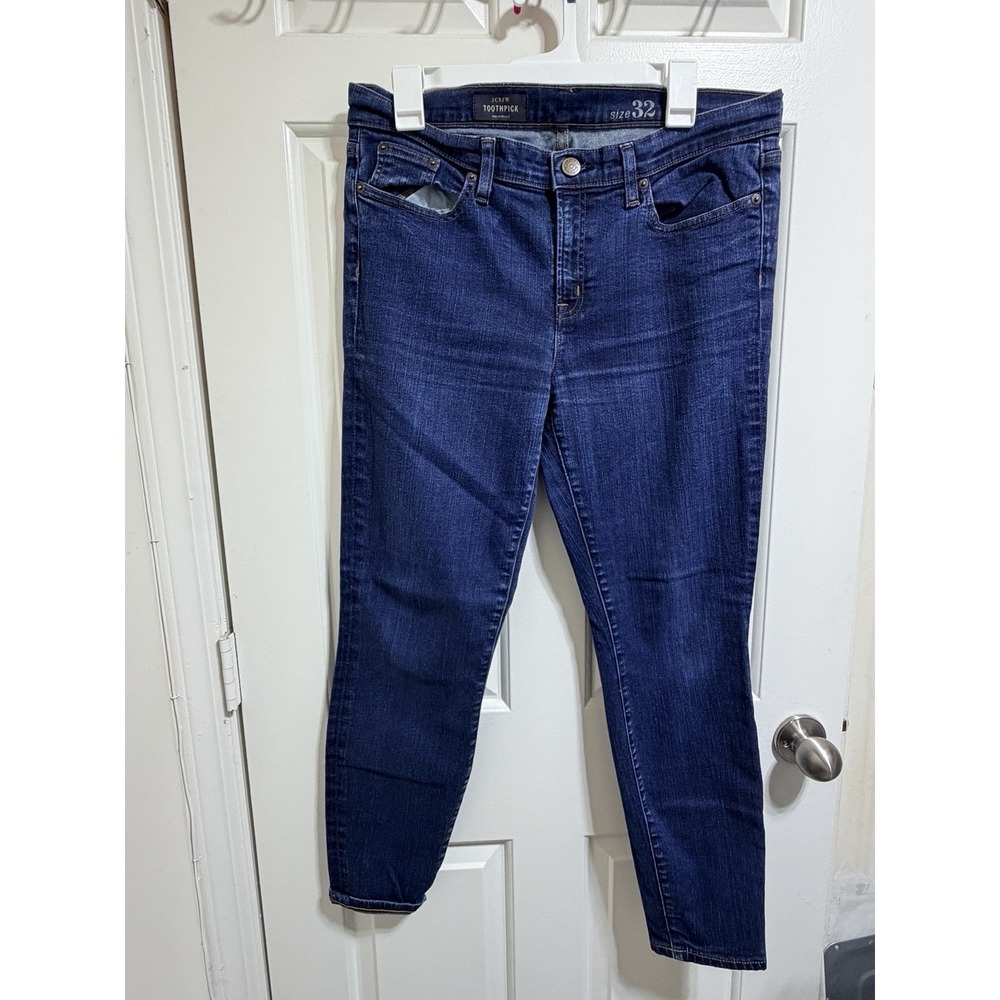 J CREW Factory Jeans Womens Size 32 9" High Rise Skinny Dark Wash Stretch Denim